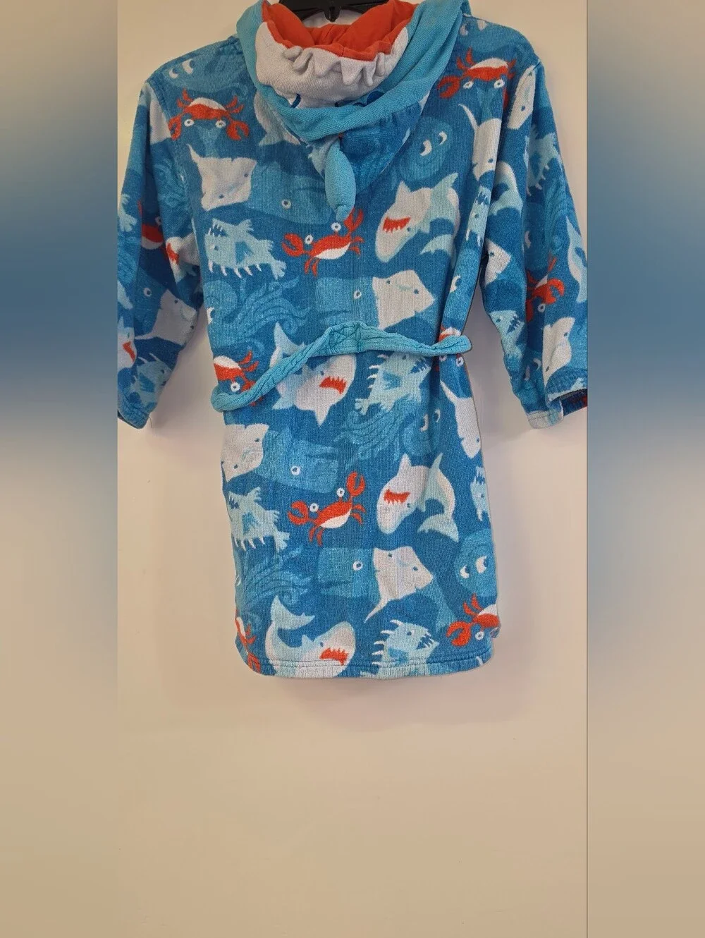 Saint Eve Kids Blue Shark & Crab Hooded Robe